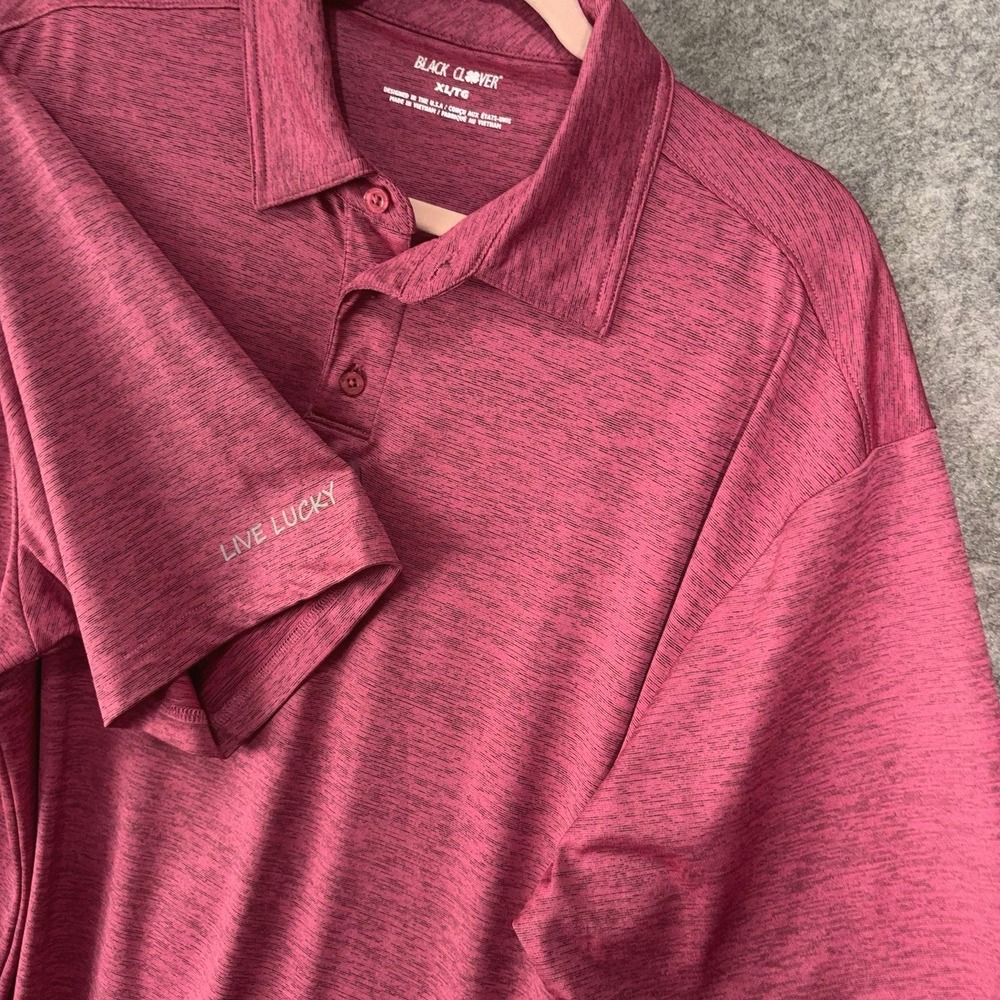 Black Clover Polo Shirt Mens XL Pink Performance Stretch Lightweight Golf